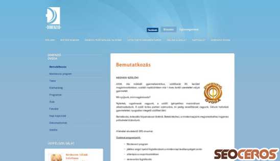 dimenzioovoda.hu desktop előnézeti kép