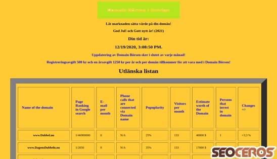 domainborsen.se desktop előnézeti kép