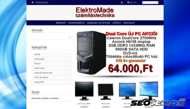 elektromade.hu desktop náhľad obrázku