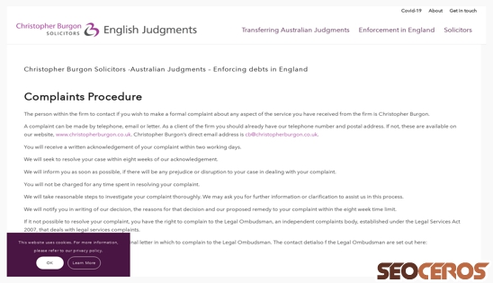 englishjudgments.com.au/complaints-procedure desktop previzualizare
