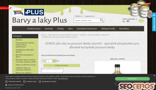 eshop.barvyplus.cz/leinos-280-olej-na-pracovni-desky-250ml-specialne-prizpusoben-pro-drevene-kuchynske-pracovni-desky desktop náhled obrázku