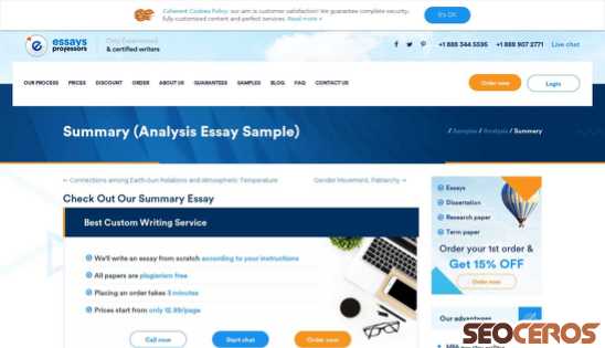essaysprofessors.com/samples/analysis/summary.html desktop előnézeti kép