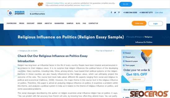 essaysprofessors.com/samples/religion-/religious-influence-on-politics.html desktop obraz podglądowy
