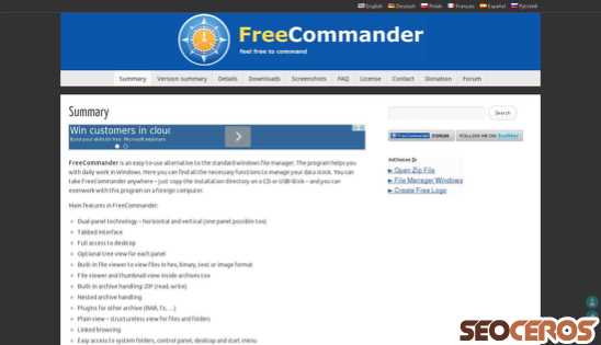 freecommander.com desktop előnézeti kép