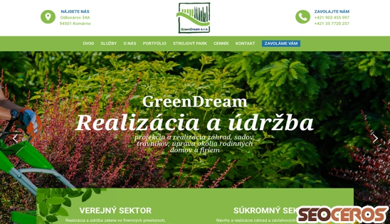 greendream.sk desktop preview