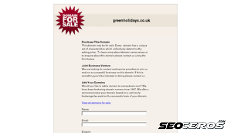 greenholidays.co.uk desktop förhandsvisning