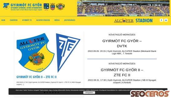 gyirmotfc.hu desktop náhľad obrázku