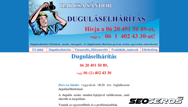 harcsadugulaselharitas.hu desktop prikaz slike