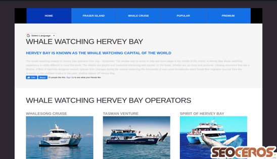 herveybaytour.com/whale-watching.html desktop förhandsvisning