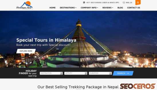 himalayanasiatreks.com desktop preview