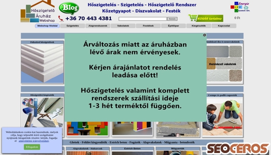 hoszigeteloaruhaz.hu desktop prikaz slike