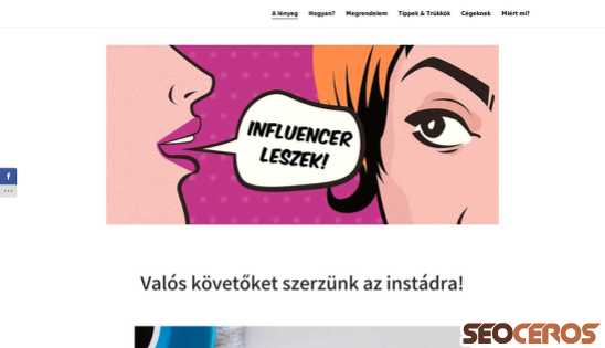 influencerleszek.hu desktop náhled obrázku