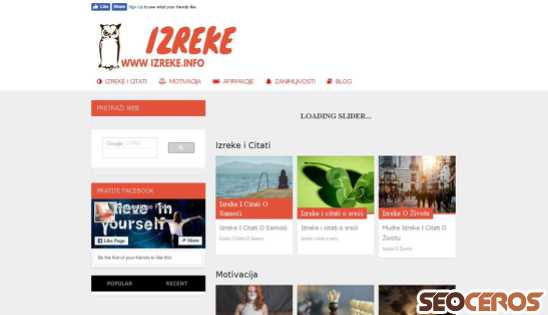 izreke.info. desktop obraz podglądowy