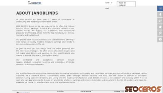 janoblinds.co.uk/about.html desktop preview