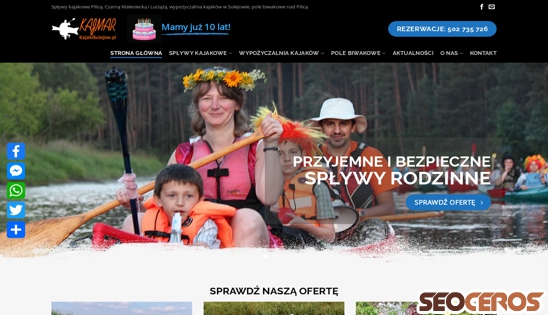 kajakisulejow.pl desktop náhled obrázku
