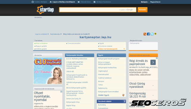kartyanaptar.lap.hu desktop előnézeti kép