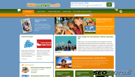 kidscamps.co.uk desktop förhandsvisning