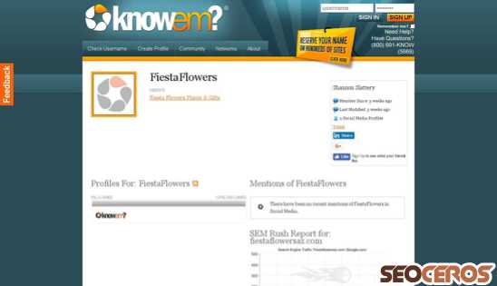 knowem.com/business/FiestaFlowers desktop vista previa