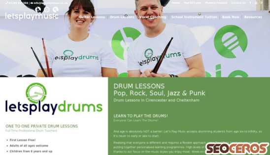 letsplaymusic.co.uk/private-instrument-lessons/drum-lessons desktop előnézeti kép