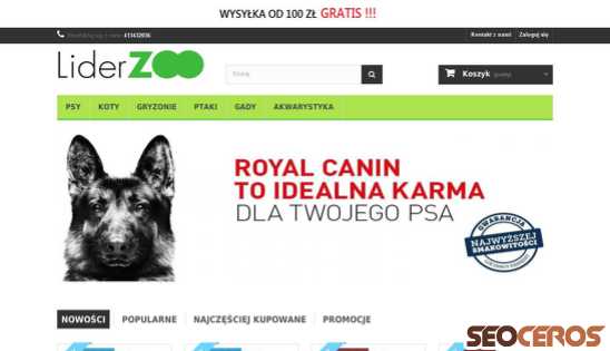 lider-zoo.pl desktop prikaz slike