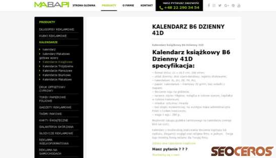 mabapi.pl/kalendarz-ksiazkowy-b6-dzienny-41d desktop náhled obrázku