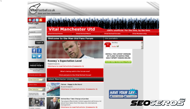 manchesterunited.vitalfootball.co.uk desktop náhled obrázku