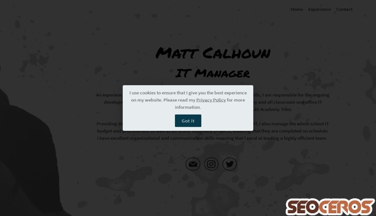 mattcalhoun.co.uk desktop previzualizare
