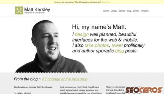 mattkersley.com desktop Vista previa