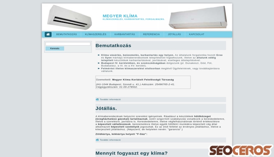 megyerklima.hu desktop előnézeti kép
