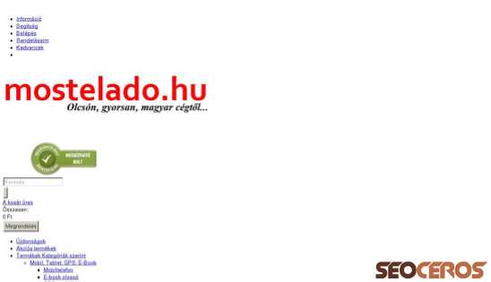 mostelado.hu desktop förhandsvisning