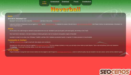 neverball.org desktop preview