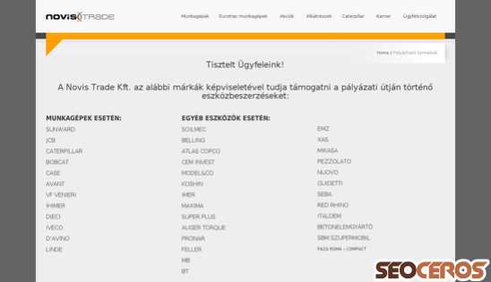 novistrade.hu/palyazhato-termekek desktop előnézeti kép