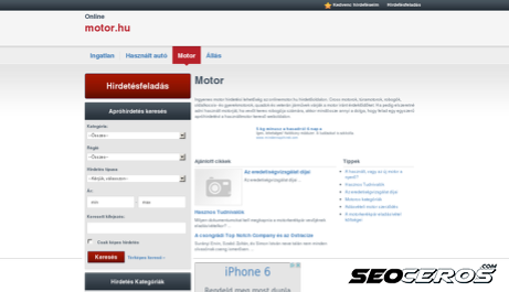 onlinemotor.hu desktop náhľad obrázku