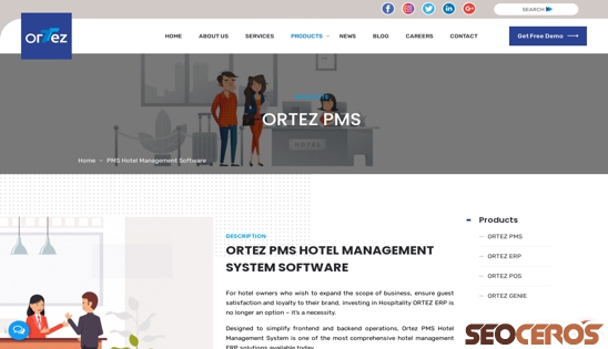 ortezinfotech.in/hotel-management-software desktop 미리보기