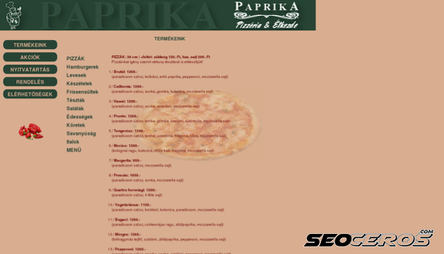 paprika-pizza.hu desktop náhľad obrázku