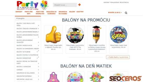 partywebshop.sk desktop previzualizare