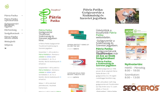 patriatiszafured.hu desktop náhľad obrázku