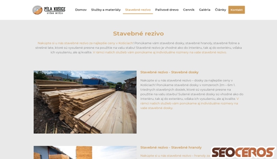 pilakosice.sk/stavebne-rezivo desktop előnézeti kép