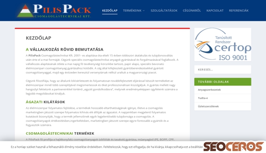pilispack.hu desktop náhled obrázku