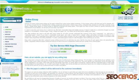 primeessay.org/index.php?mode=online-essay desktop előnézeti kép