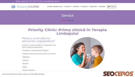 priority-clinic.ro/servicii desktop förhandsvisning