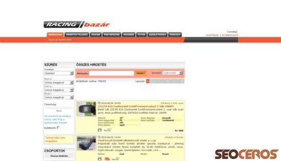 racingbazar.hu desktop náhľad obrázku