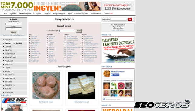 receptadatbazis.hu desktop előnézeti kép