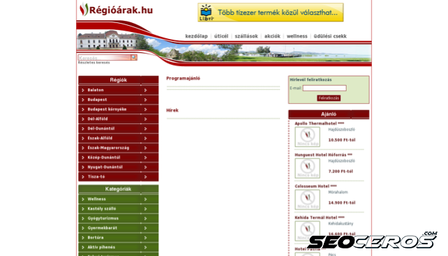 regioarak.hu desktop förhandsvisning