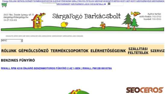 sargafogo.hu/kerti-gep/funyiro/benzines desktop náhľad obrázku