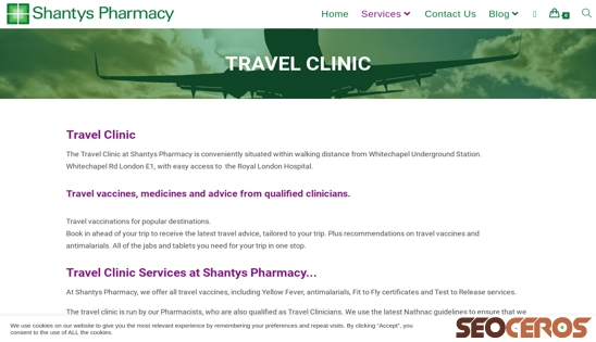shantyspharmacy.com/travel-vaccines desktop 미리보기