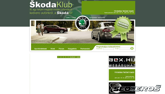 skodaklub.hu desktop előnézeti kép