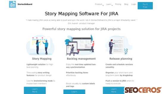 storiesonboard.com/jira-story-mapping.html desktop förhandsvisning