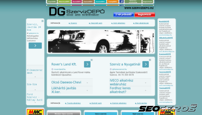 szervizdepo.hu desktop előnézeti kép