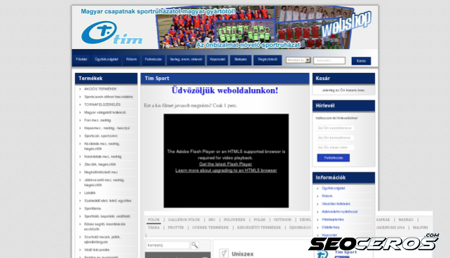timsport.hu desktop förhandsvisning
